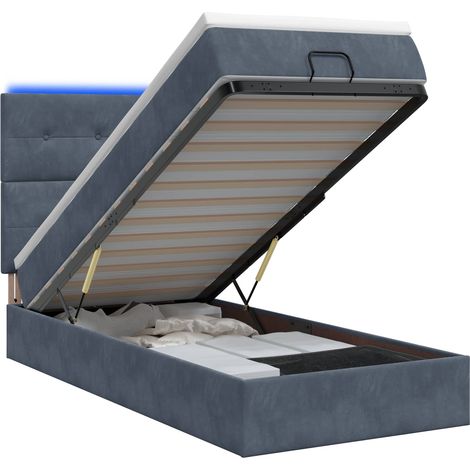 Maison Exclusive - Letto Ottomano con Materasso e LED Grigio Scuro 90 x 200 cm (1/5)