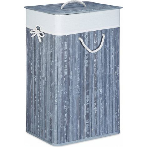 Cesto para la ropa sucia rectangular con bolsa de algodón 65,5 cm gris bambú 1300019054 (1/4)