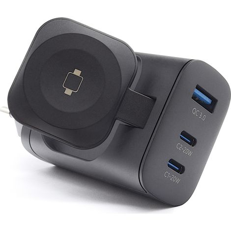 RealPower 450476 cargador de dispositivo móvil Batería portátil, Reloj inteligente, Tableta Negro Corriente alterna Cargador inalámbrico Carga rápida Interior (1/3)