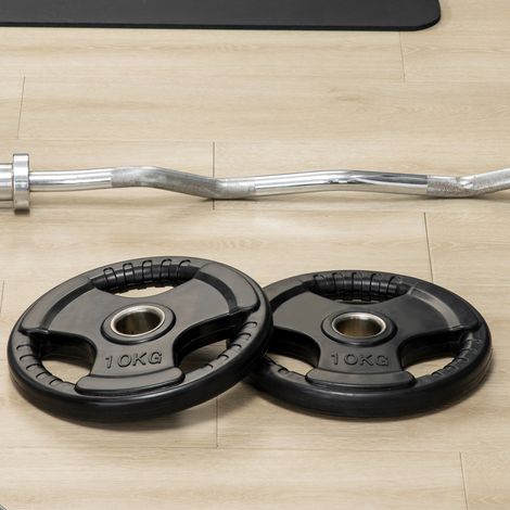 2 x 10-kg olympische Hantelscheiben, Tri-Grip, Gummi, 5-cm-Bohrung, schwarz HAVRYA (1/5)