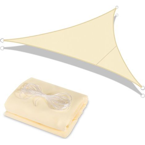 Voile D'Ombrage, 3 × 3 × 3 Mètres Étanche et Protection Solaire,Voile d Ombrage Triangulaire, Toile Ombrage Exterieur, Protection Contre Le Vent Et UV pour Le Balcon de Jardin, Beige (1/5)