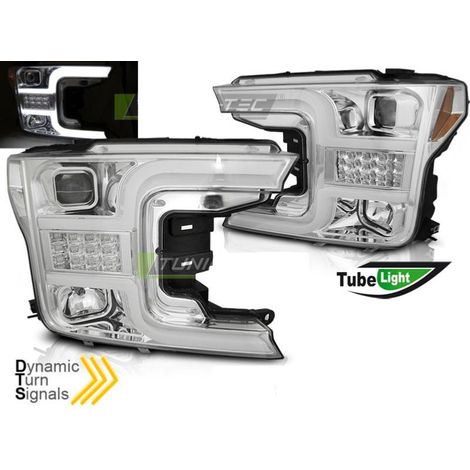 Paire de feux phares Ford F150 MK13 17-20 Tube Light chrome-33166825 (1/4)