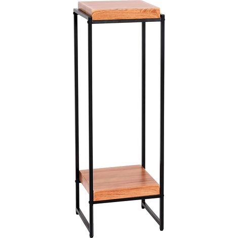 Table support de plantes étagère à fleurs table d'appoint en métal MDF couleur nature 101cm MED04069 (1/5)