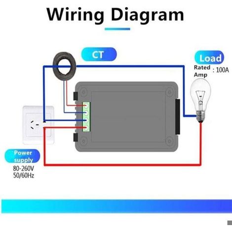 Compteur d'énergie numérique - - Affichage LCD - Mesure tension AC 80-260V - Mesure courant 0-100A (1/4)