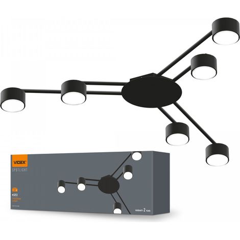 Plafoniera moderna nera in alluminio 6 luci GX53 30W Videx (1/4)