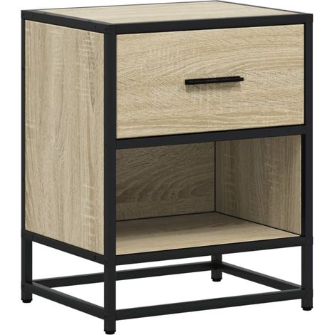 Comodino con cassetto e vano a giorno 40 x 31 x 50 cm derivati del legno e acciaio DEC033825