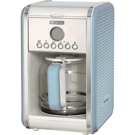 Ariete 1342/05 Retro Style Filter Coffee Machine, 24 Hour Programmable Timer With Pause and Serve Button and Washable Filter, Blue
