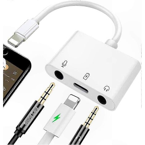 Lightning-auf-Mikrofon- und 3,5-mm-Klinkenadapter für Live-Streaming-Mikrofonanschluss, iOS-Audioanschluss für Echtzeitübertragungen (1/5)