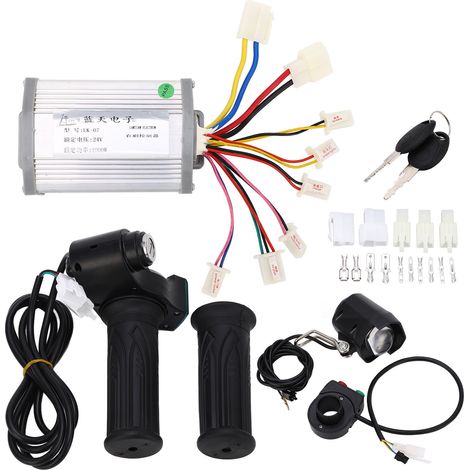Kit Contrôleur Vélo Électrique 24V 1000W Moteur Brush, Poignée Rotative, Interrupteur Phare Avant, Ensemble Câblage pour Bicyclette Électrique (1/5)