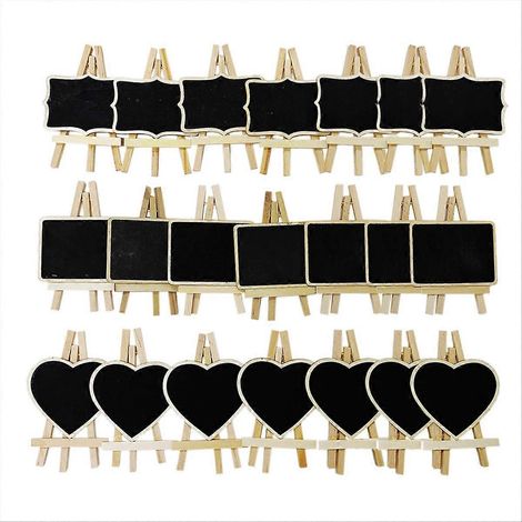 Lot de 21 pancartes en bois noir avec trépied, tableau noir miniature pour menus et messages décoratifs (1/5)