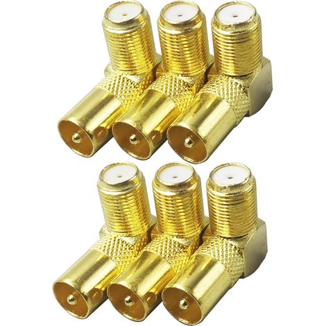 conectores hembra tipo F de 90 grados a macho PAL, adaptadores coaxiales RF de antena satelital en ángulo recto (1/4)