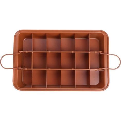 Poêle à brownie - - Antiadhésive - Acier inoxydable - Séparateurs inclus - Compatible induction (1/4)