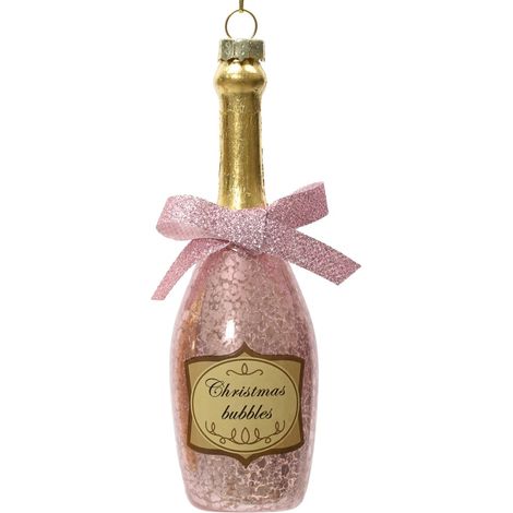 Weihnachtsanhänger Champagnerflasche rosa - Glas