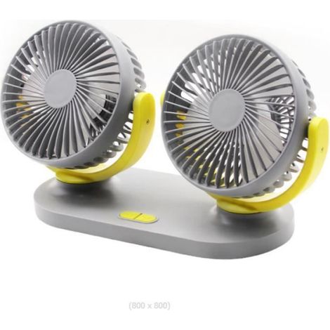 Ventilateur USB à Double Têtes, 3 Vitesses - Ventilateur PC Câble de 1.4M, 360° Rotatif pour Bureau, Voiture, Pêche, Camping (gris) (1/3)