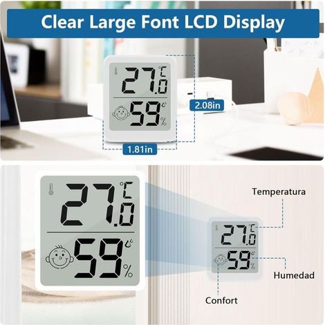 Lot Thermomètre Intérieur Maison, LCD Mini Thermomètre Numérique avec Hygromètre, Mesure de Précision Murale pour Chambre Bébé, Culture et Cave, Blanc (1) (1/5)