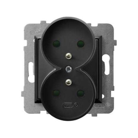 Aria Doble enchufe con/sin acabado metálico negro con protector
