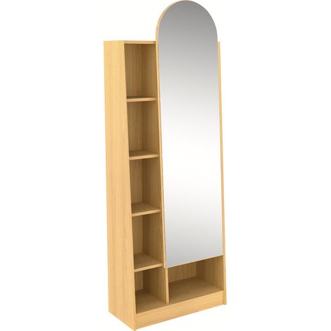 Ganzkörperspiegel-Schuhschrank aus MDF in Naturholzoptik 165 x 60 x 28 cm (1/5)