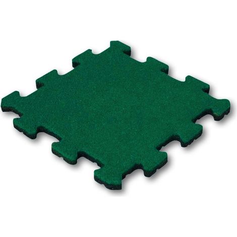 Loseta de caucho 50 mm - 50x50 cm Puzzle - Verde - Pieza central (1/2)