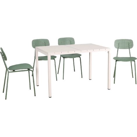 Ensemble table et chaises de jardin 4 personnes en métal - Vert - Orka