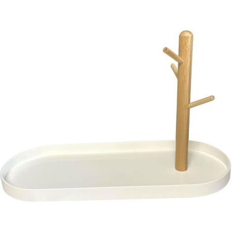 Plateau de rangement en bois à 3 niveaux pour clés, bracelets, montres, bijoux et smartphones – Organiseur élégant et fonctionnel pour entrée (1/4)