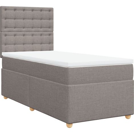 Maison Exclusive - Sommier à lattes de lit avec matelas Taupe 90x190 cm Tissu (1/5)