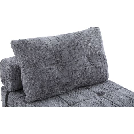 Canapé-lit pliant en chenille gris – matelas convertible, dossier inclinable, coussin inclus – pour salon, chambre ou voyage (1/5)