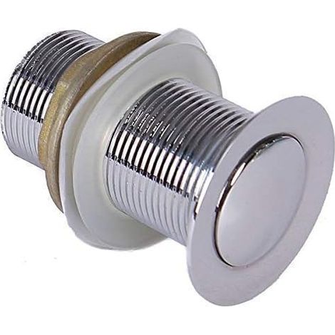 Vanne de Vidange Push-Up - 1 Unité - Laiton Chromé - Système Clic-Clac avec Trop-Plein - Pour Lavabo Salle de Bain - Diamètre 41,9 mm (1/4)