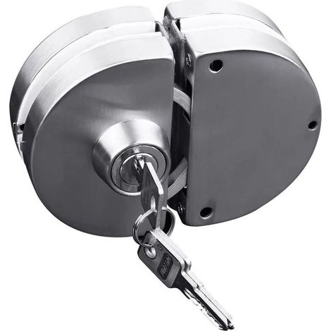 Verrou de porte coulissante avec clé - En acier inoxydable - Pour porte en verre de 10–12 mm (1/5)