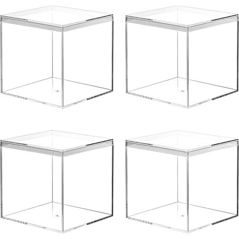 boîtes en acrylique avec couvercle - 10 x 10 x 10 cm - Transparent - Petites boîtes de rangement carrées en acrylique pour bijoux, vitrine, rangement et bonbons (1/5)