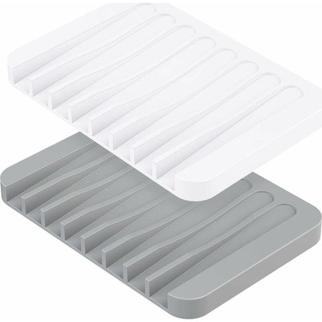 Set of 2 Soap Dishes, Silicone Soap Dish with Drain, Silicone Soap Dish for Bathroom Shower, Non-Slip Design Soap Dish for Bathroom Kitchen Counter (1/5)