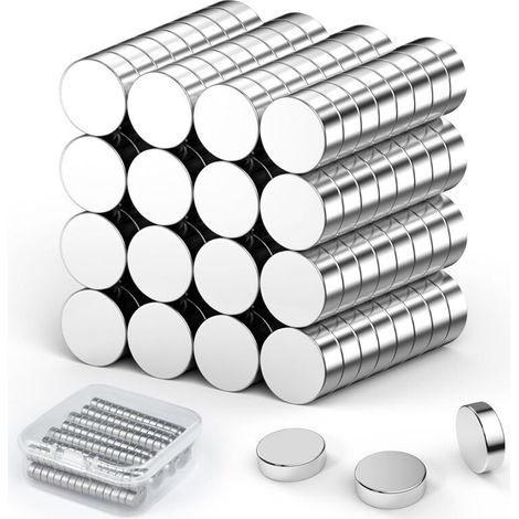 Mini aimants néodyme 6 mm × 3 mm – Lot de 60 pièces argentées pour bricolage, décoration maison, bureau et réfrigérateur