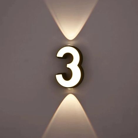 (Numéro : 3), Applique murale, étanche pour l'extérieur, lampe numérique LED paysage lumière de projection de lumières modernes terrasse balcon signature (1/5)