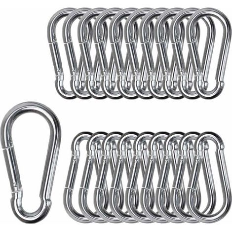 Mousqueton à ressort M4 4×40 mm - Acier inoxydable 304 - Lot de 10 - Fermoir à fil (1/4)
