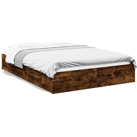Bettgestell mit Schubladen rauchige Eiche 160x200 cm aus Spanplatte