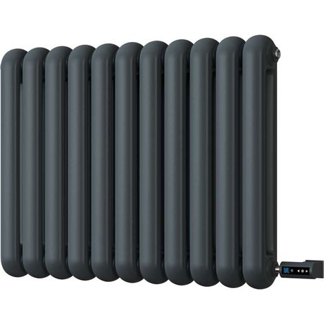 Sherwood - Anthracite Round Top Column Electric Radiator H600mm x W785mm 2 Column 600w Thermostatic WIFI