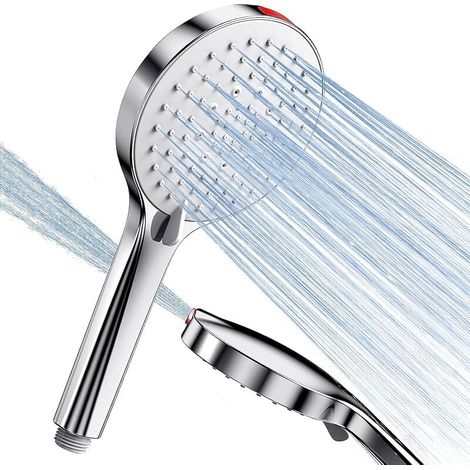 FOREHILL Pommeau de Douche Economie Deau - SREWOHS Φ125mm Pommeau douche Haute Pression Anti Calcaire Flexible Douche à effet pluie avec 5 Modes,Jet puissant Douchette Douche salle de bain,Chrom (1/5)