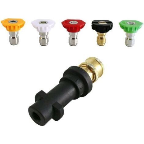 Adaptateur de nettoyeur haute pression , à connexion rapide de 6,35 mm pour Karcher K2-k7, avec 5 embouts de buse de nettoyeur haute pression, plusieurs degrés, 2,5 Gpm (1/5)