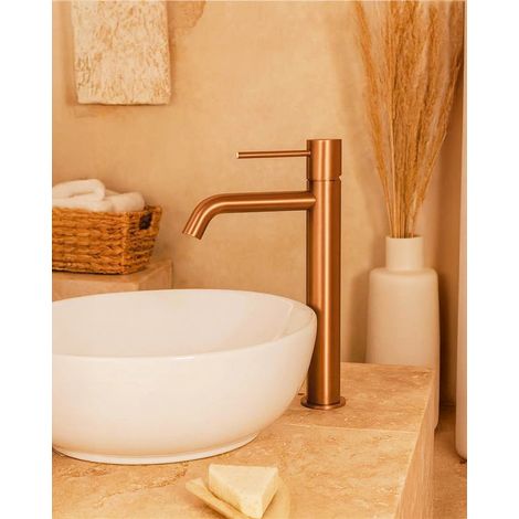 Exagonshop Rubinetto alto per ciotola senza scarico ottone oro