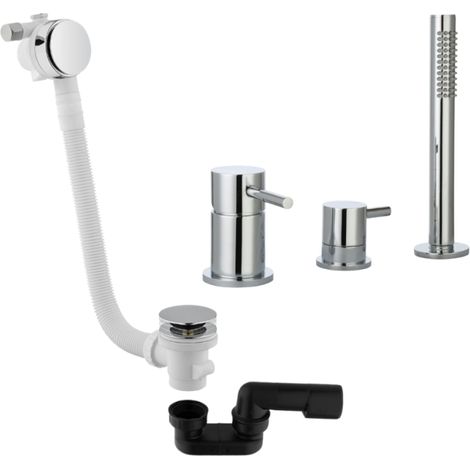 Mitigeur bain douche mécanique sur table PAINI Cox chromé + Vidage remplissage trop plein et bonde clic-clac siphon 90cm PAINI chromé (1/4)