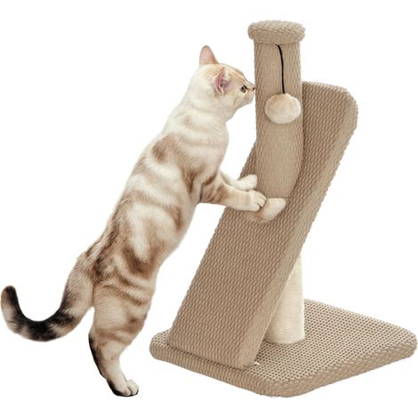 Arbre à chat avec griffoir, balle de jeu, surface texturée/sisal, 54 cm, marron clair produit de qualité avec garantie satisfait ou remboursé
