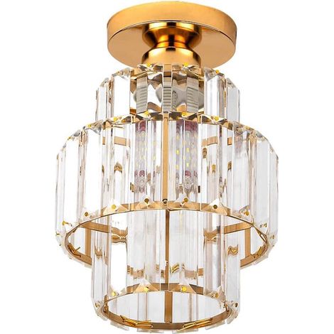Modern crystal ceiling light E27, decoration for living room, hallway, bar, kitchen, dining room, children's bedroom, gold, 18cm (1/5)