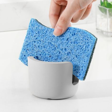 Support d'Éponge en Diatomite pour Évier de Cuisine, Porte-Éponge en Pierre à Séchage Rapide, Étagère pour Éponge en Pierre Absorbant l'Eau pour Cuisine et Salle de Bains, Petite - Gris Clair (1/5)