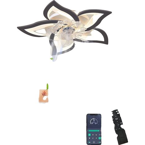 Ventilador de techo, mando a distancia, iluminación regulable, negro. (1/2)