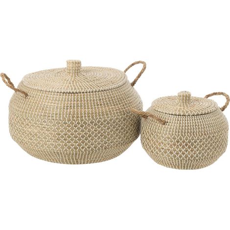 Lot de 2 Paniers en Jonc de Mer "Reid" 55cm Naturel (1/3)
