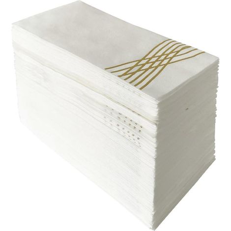 Serviettes Jetables en Papier, 50 Pièces, Serviettes À Main À Motif De Ligne Estampillée en Feuille Métallique, pour Fête De Mariage, Dîner, Maison, Hôtel (1/5)
