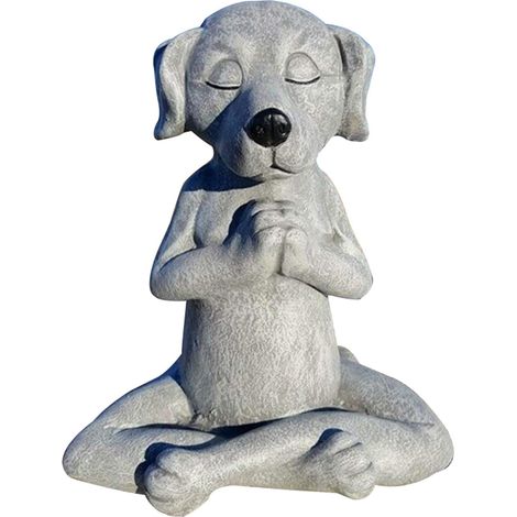 Meditierende Hundestatue, niedliche Tierskulptur aus Stein, Hunde- und Katzenfiguren für den Garten, dekorative Kunst für Yoga-Liebhaber im Freien.
