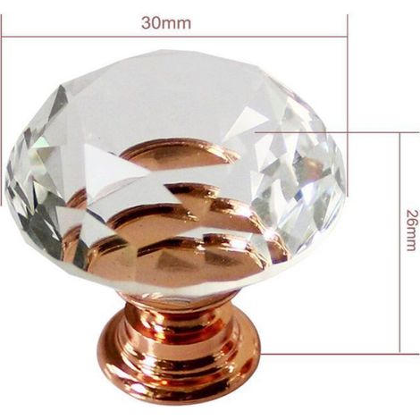 10 x 30mm Poignée Bouton diamant bling décoration porte meuble rose tiroir armoire - Or rose POIGNEE DE MEUBLE (1/4)