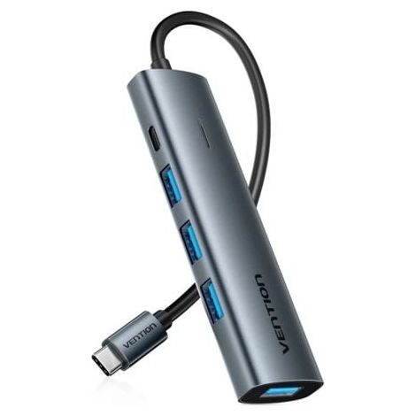 Hub USB Tipo-C 3.0 Vention TGZHB/ 3xUSB/ 1xUSB Tipo-C PD/ Gris