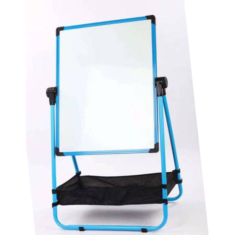 Chevalet vertical magnétique double face pour enfants, réglable en hauteur et pliable, pivotant à 360 degrés, tableau blanc à dessin bleu