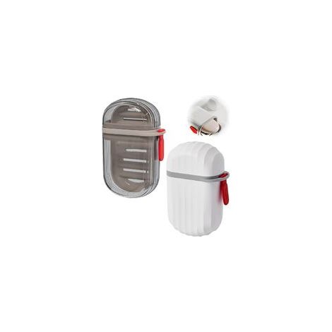 Boîte à savon de voyage avec couvercle, boîte à savon portable, porte-savon étanche pour salle de bain, voyage, camping (gris + blanc) (2 pièces) (1/5)